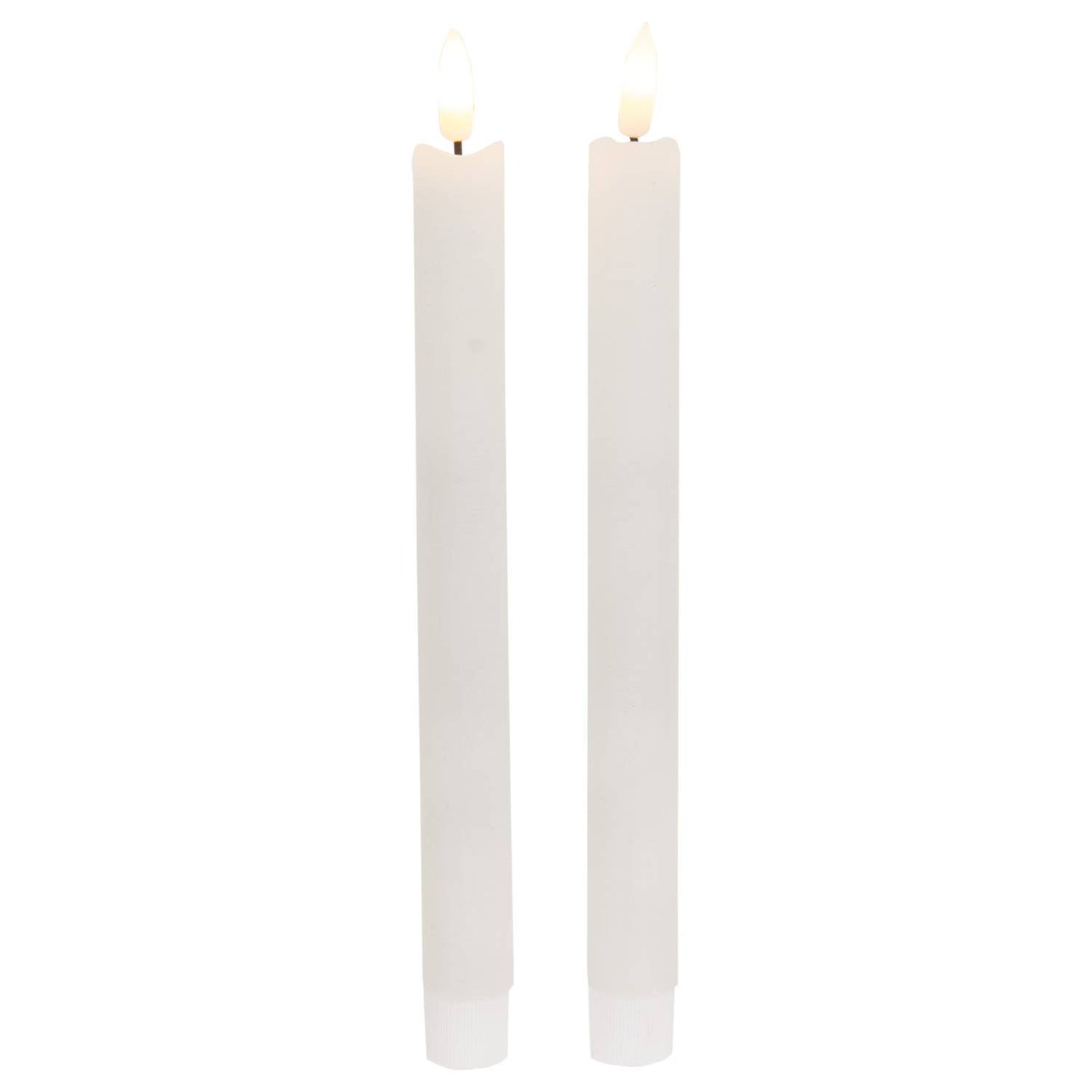 2/Set - White Wax Timer Tapers - 10"H