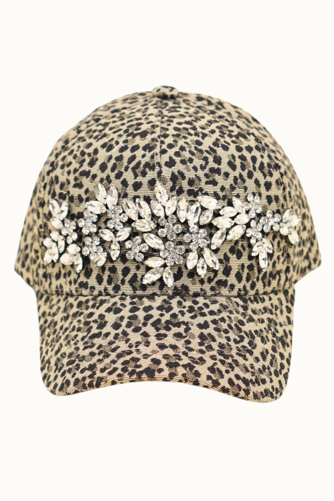 Bejeweled Bling Glitz Leopard Cap, Adjustable