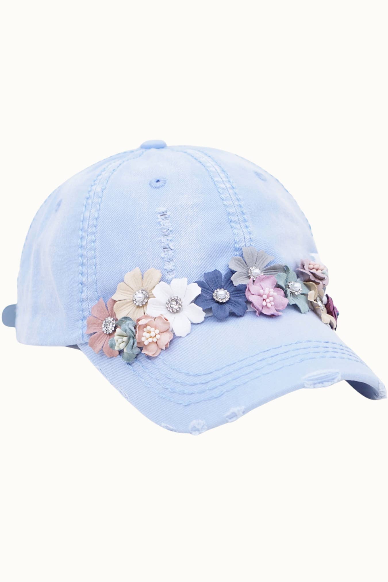 Floral Bouquet Bejeweled Bling Glitz Cap, Adjustable
