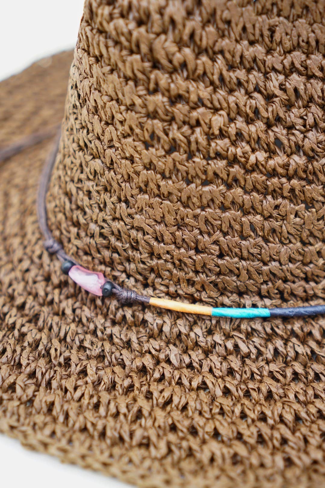Paper Straw Crochet Packable Fedora, Adjustable