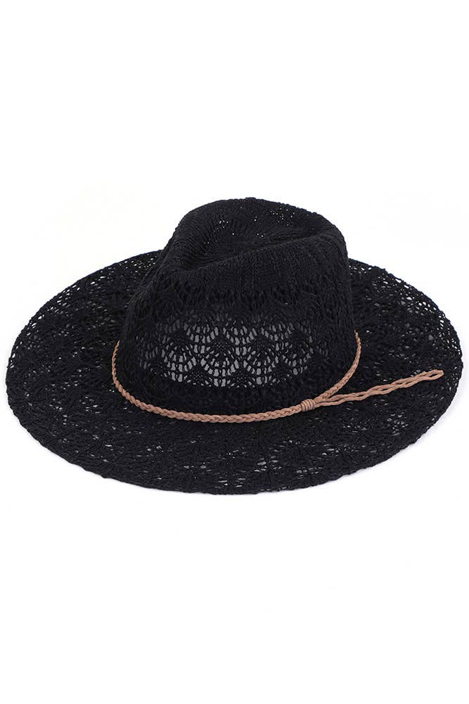 C.C Horseshoe Lace Knitting Panama Hat