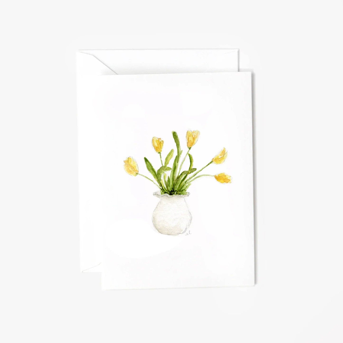 Yellow tulips mini enclosure notecard