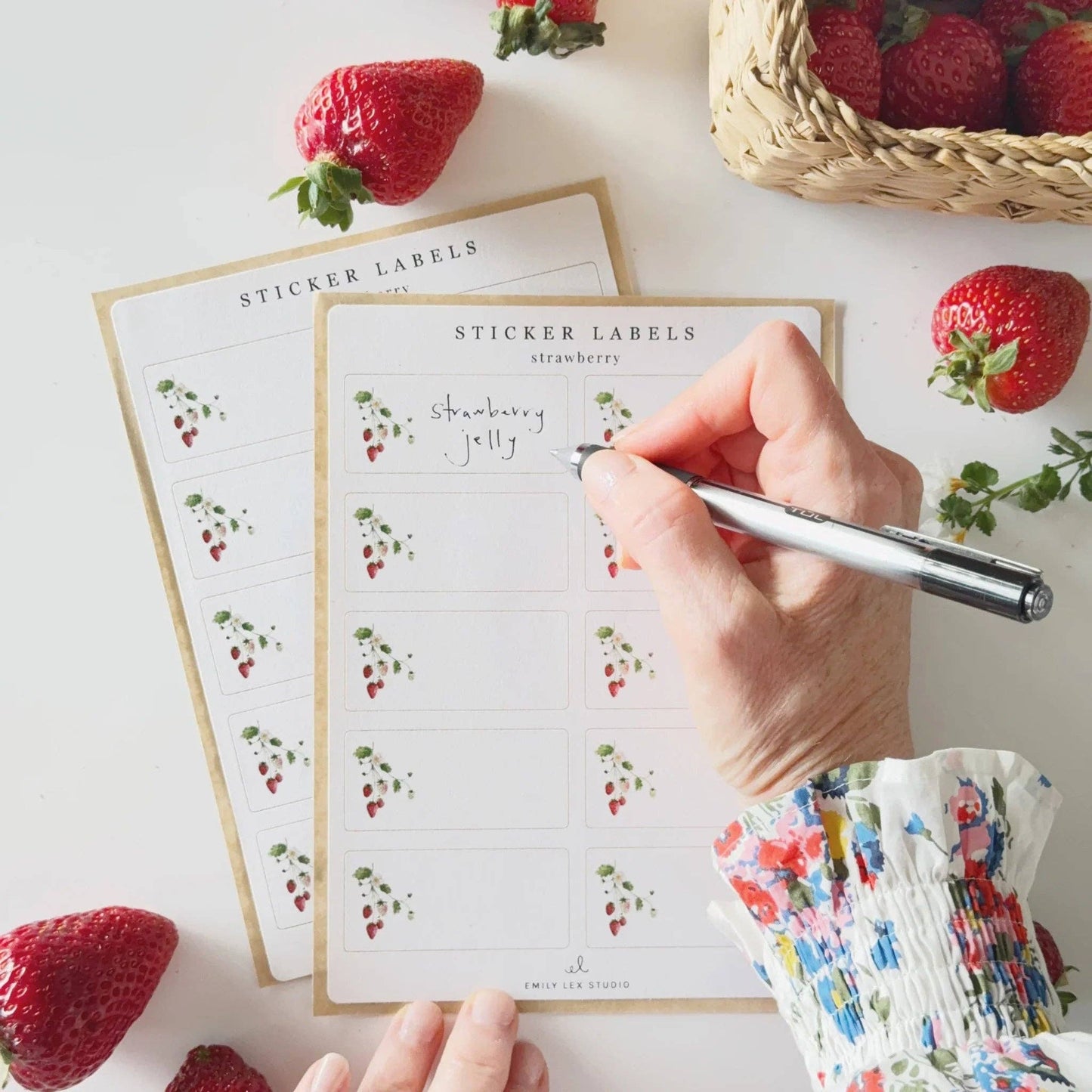 Strawberry gift tag label sticker sheets