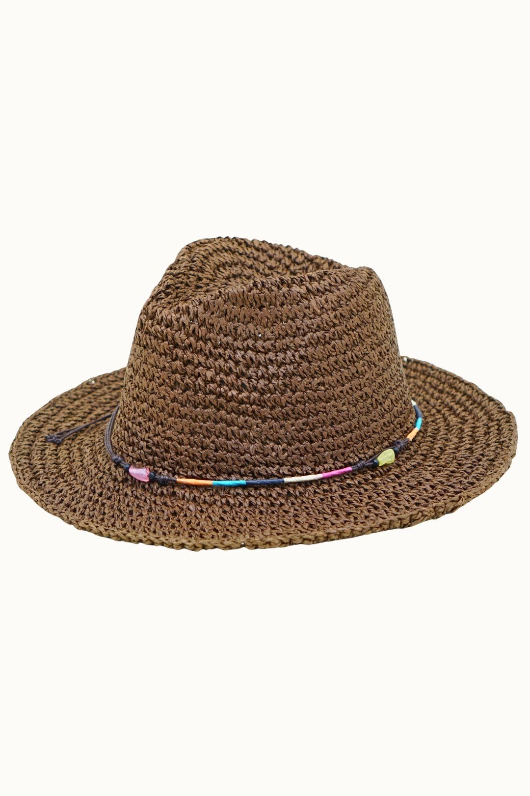 Paper Straw Crochet Packable Fedora, Adjustable
