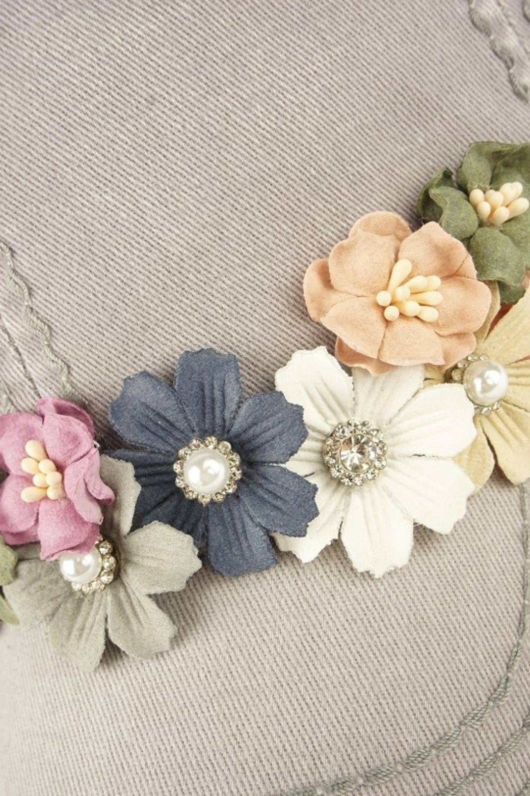 Floral Bouquet Bejeweled Bling Glitz Cap, Adjustable