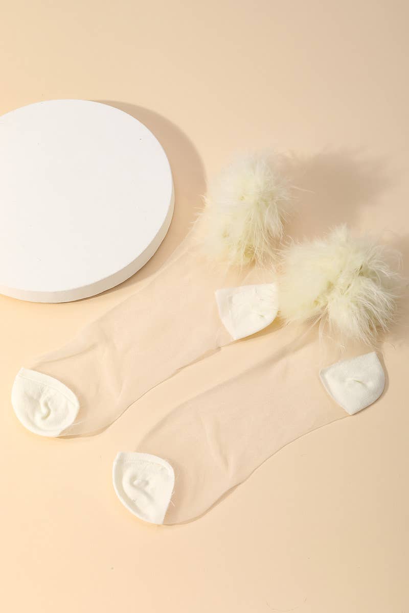 Sheer Pom Fashion Socks