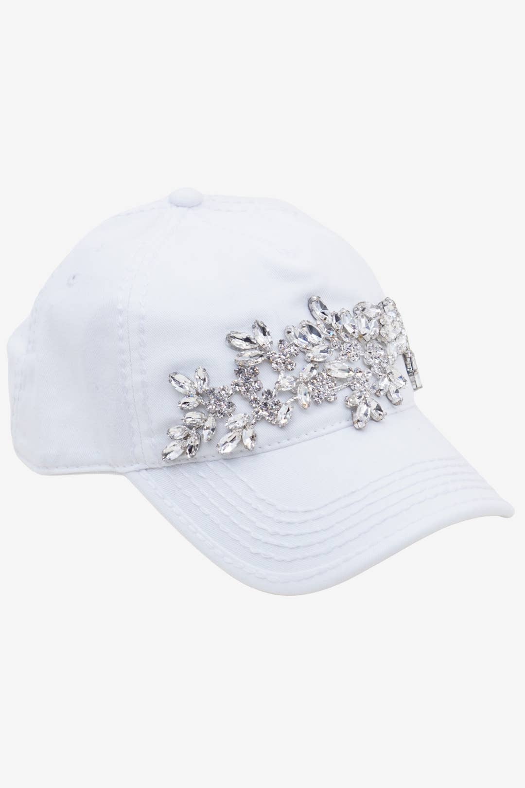 Floral Vine Bejeweled Glitz Ponytail Cap, Adjustable