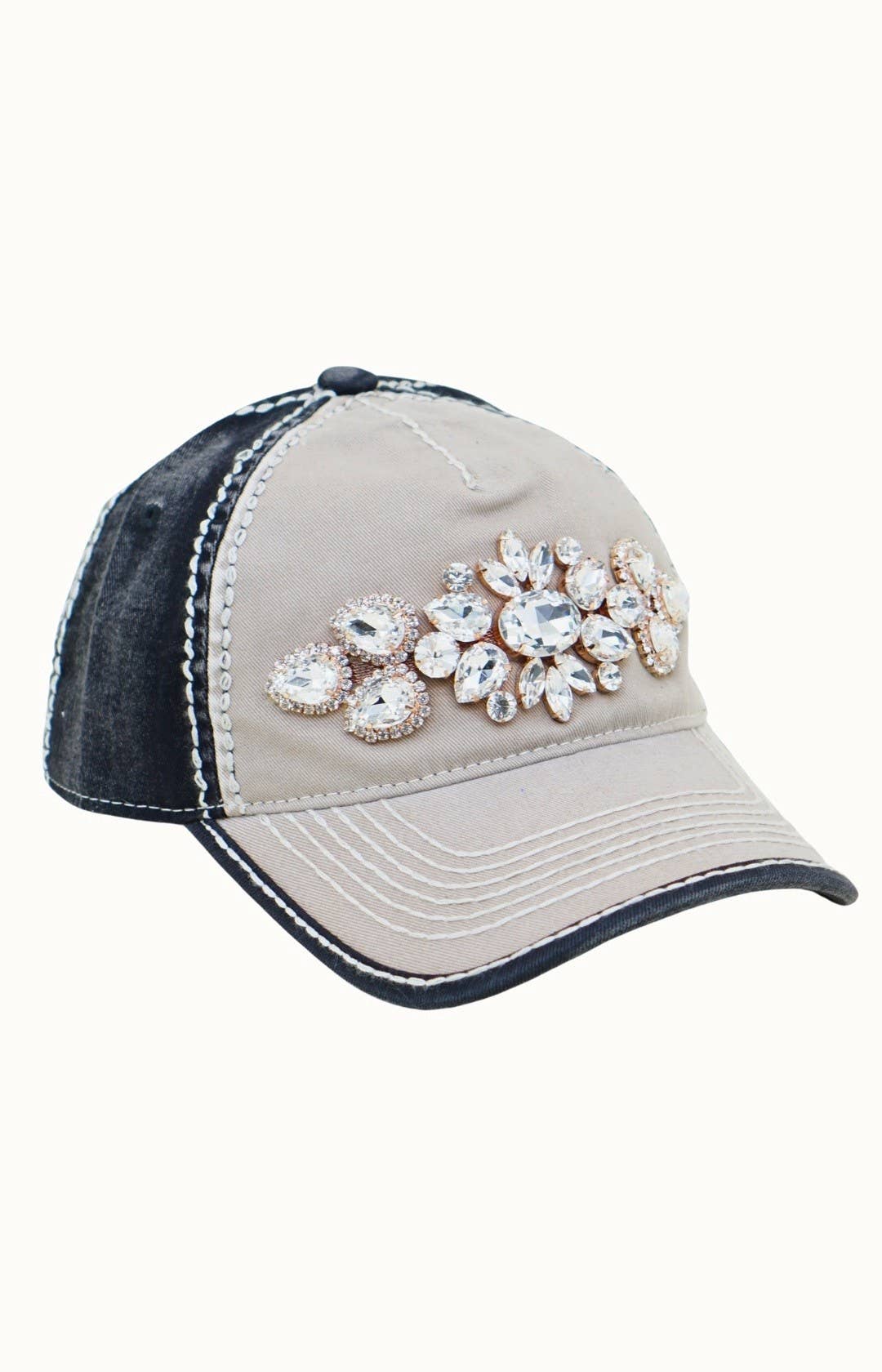 Bejeweled Bling Glitz Two-Toned Cap, Adjustable