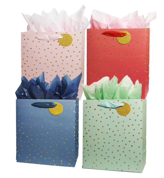 Everyday Gift Bag - Pastel color with Gold dots, 4 styles