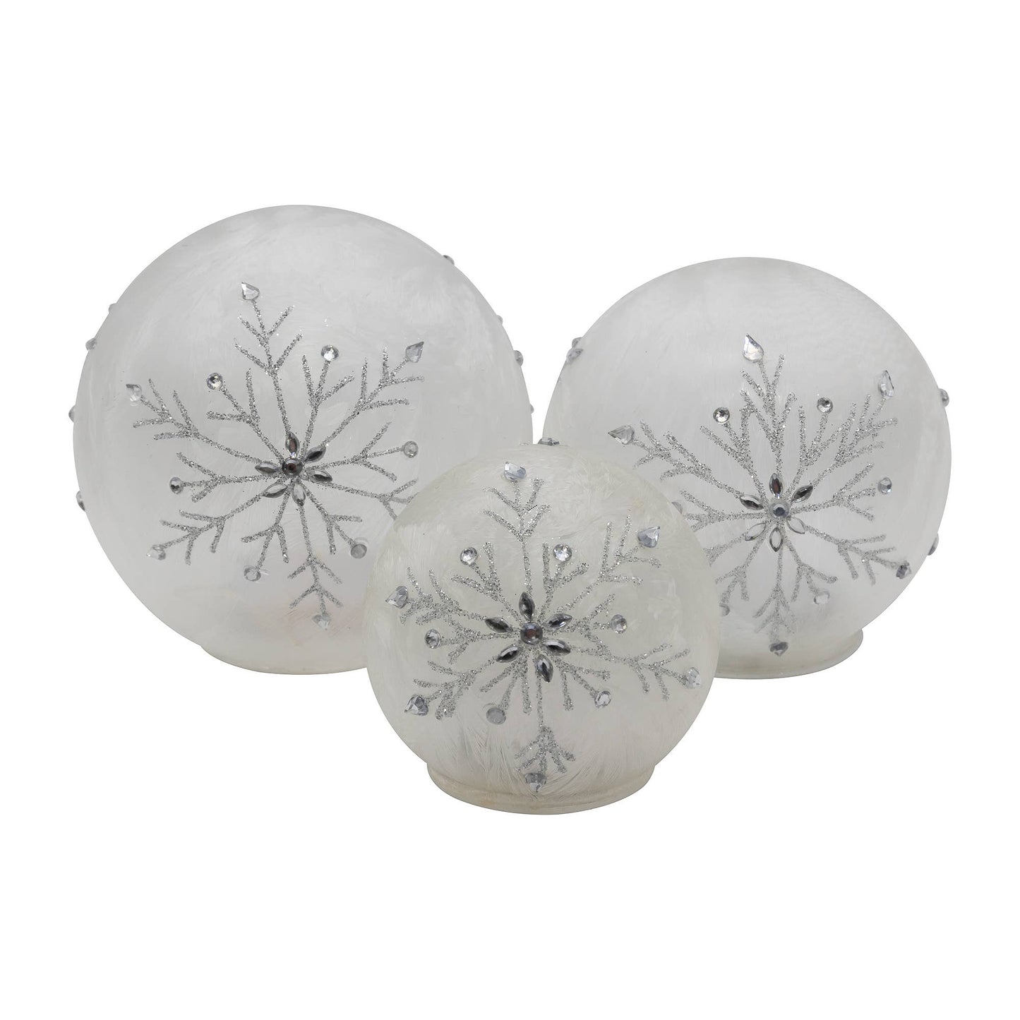 Battery Operated Glass Snowflake Globes - (set of 3)