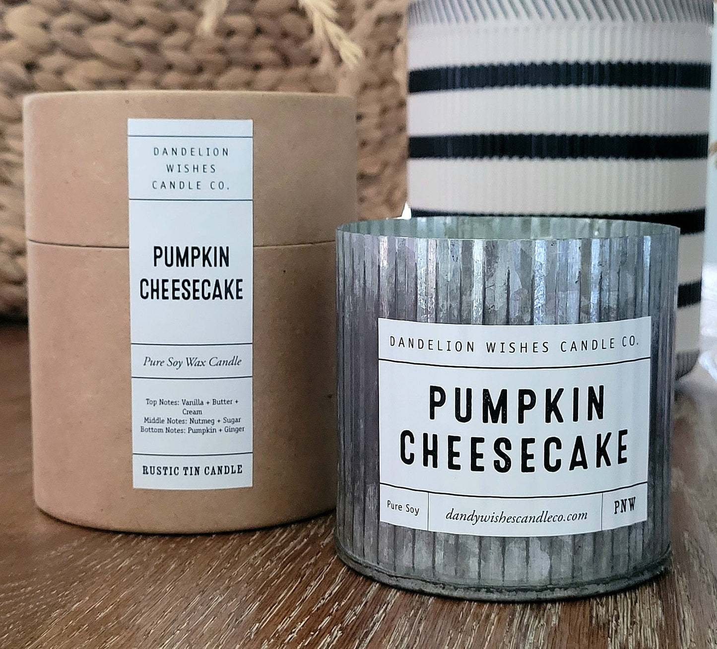 Rustic Galvanized Tin Candle in Kraft Paper Tube & Lid