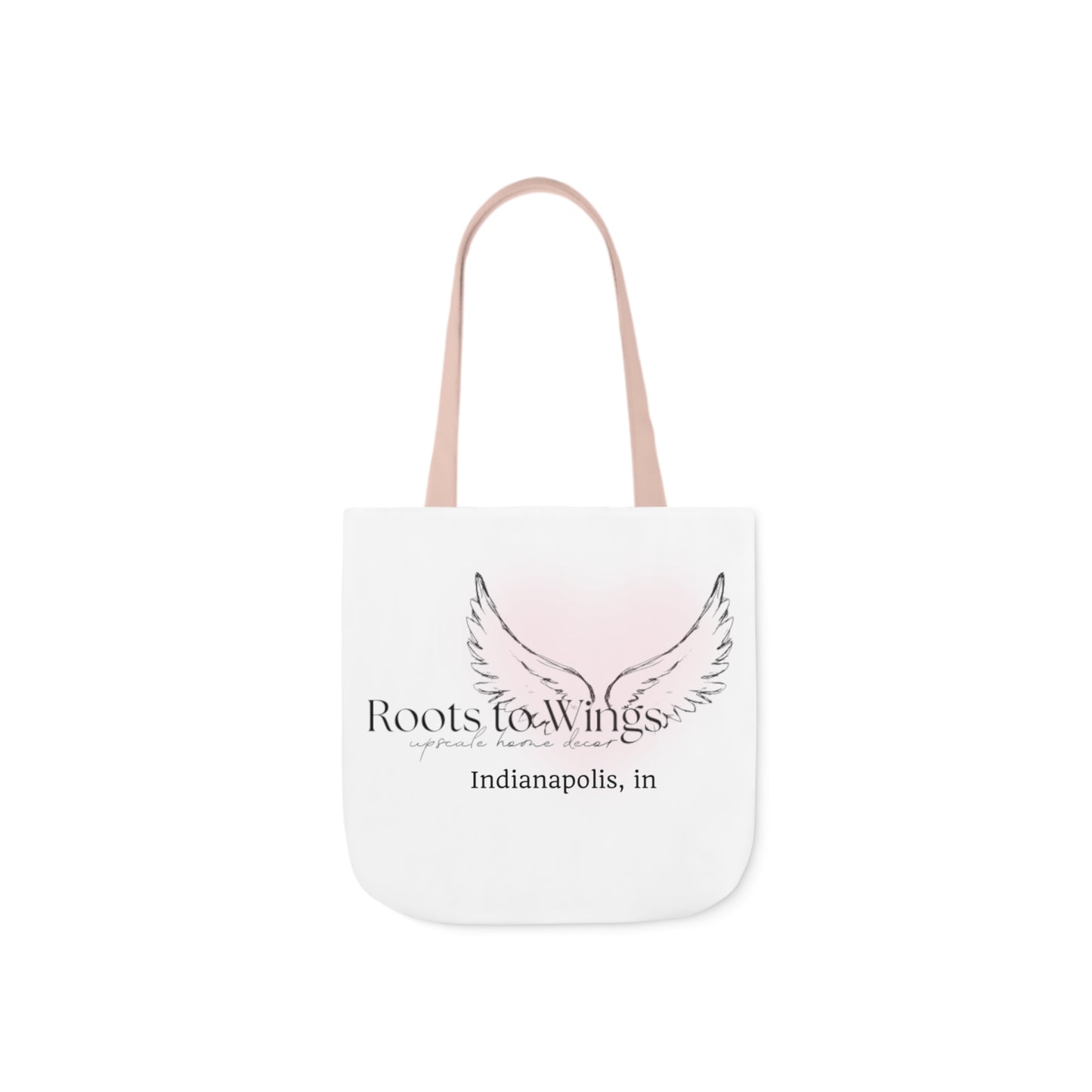 Roots to Wings Signature Logo Canvas Tote Bag, Black Strap