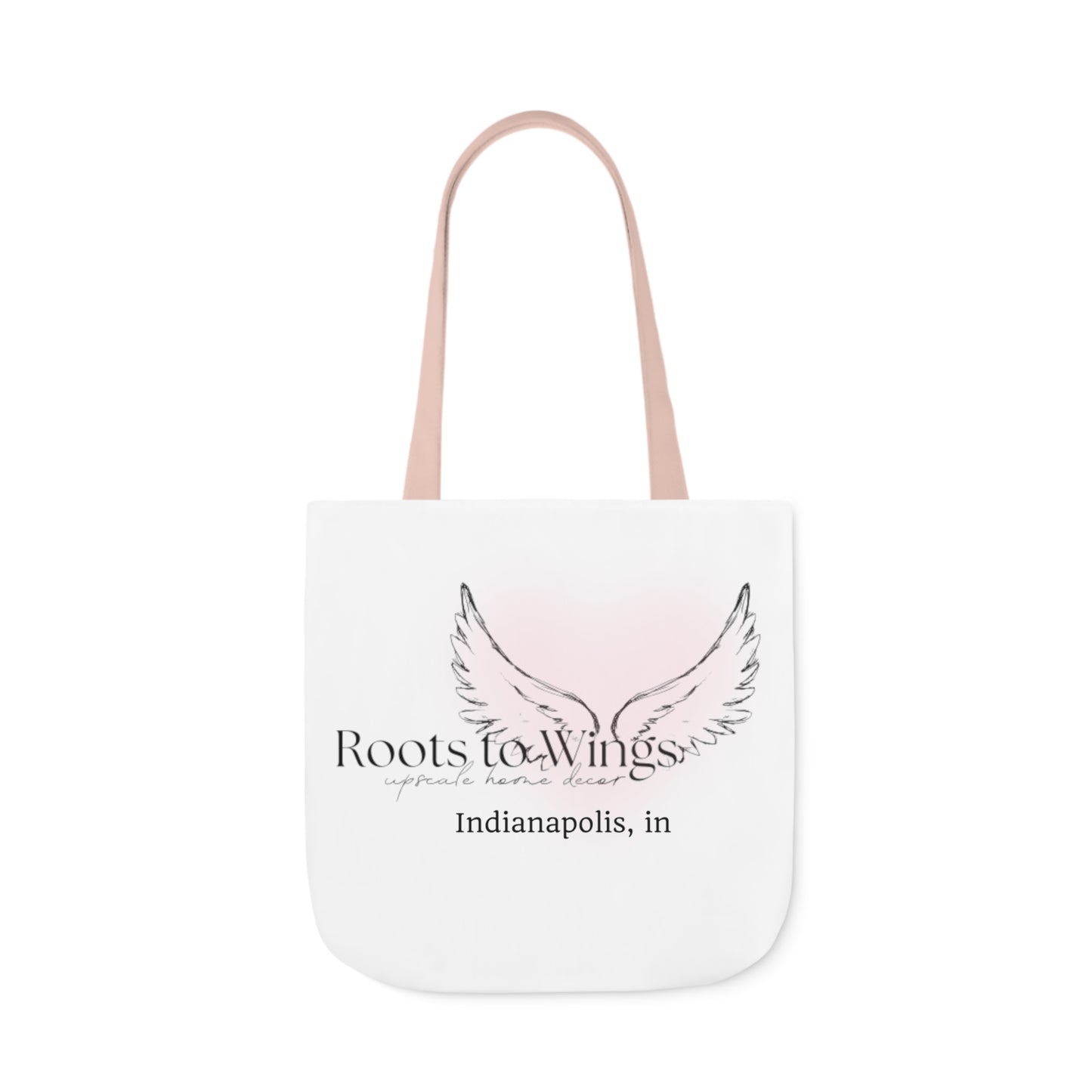 Roots to Wings Signature Logo Canvas Tote Bag, Black Strap