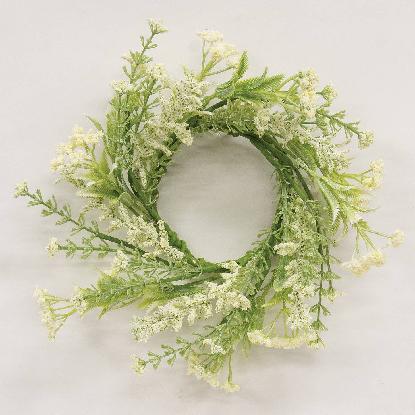 Delicate Cream Astilbe & Lace Candle Ring - 3.5"