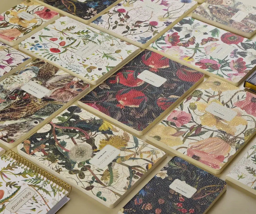 Vegan Leather A5 Notebook - Peonies