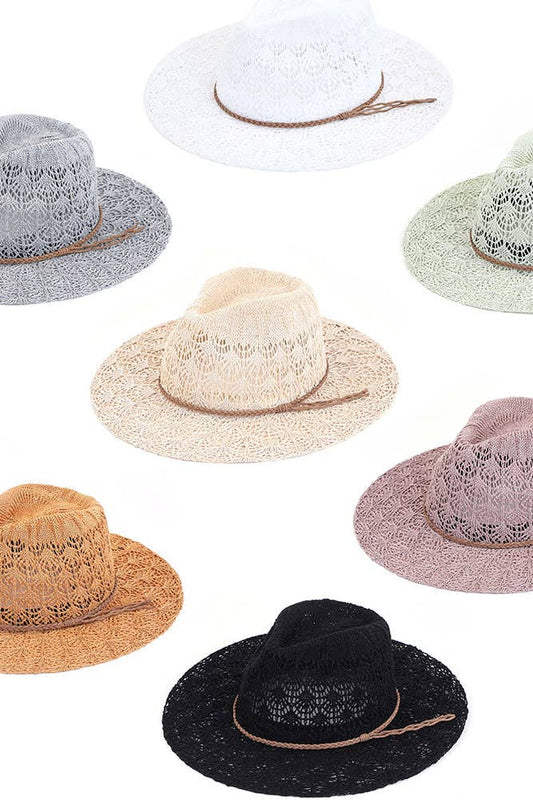 C.C Horseshoe Lace Knitting Panama Hat