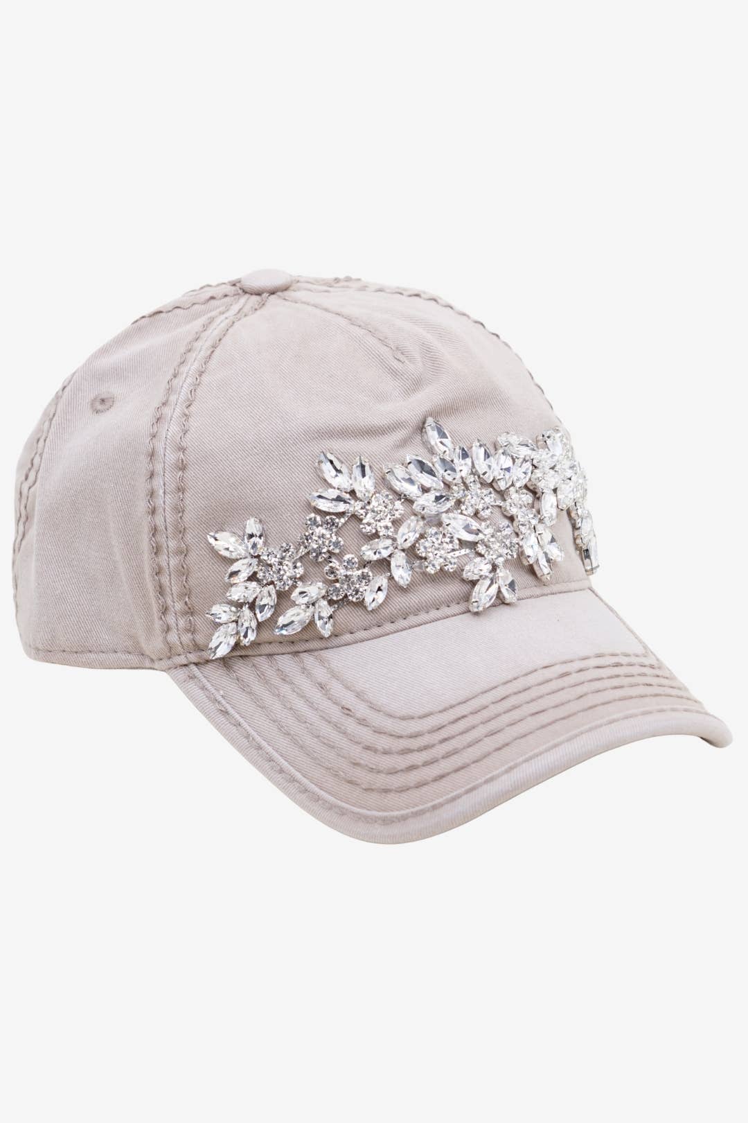 Floral Vine Bejeweled Glitz Ponytail Cap, Adjustable