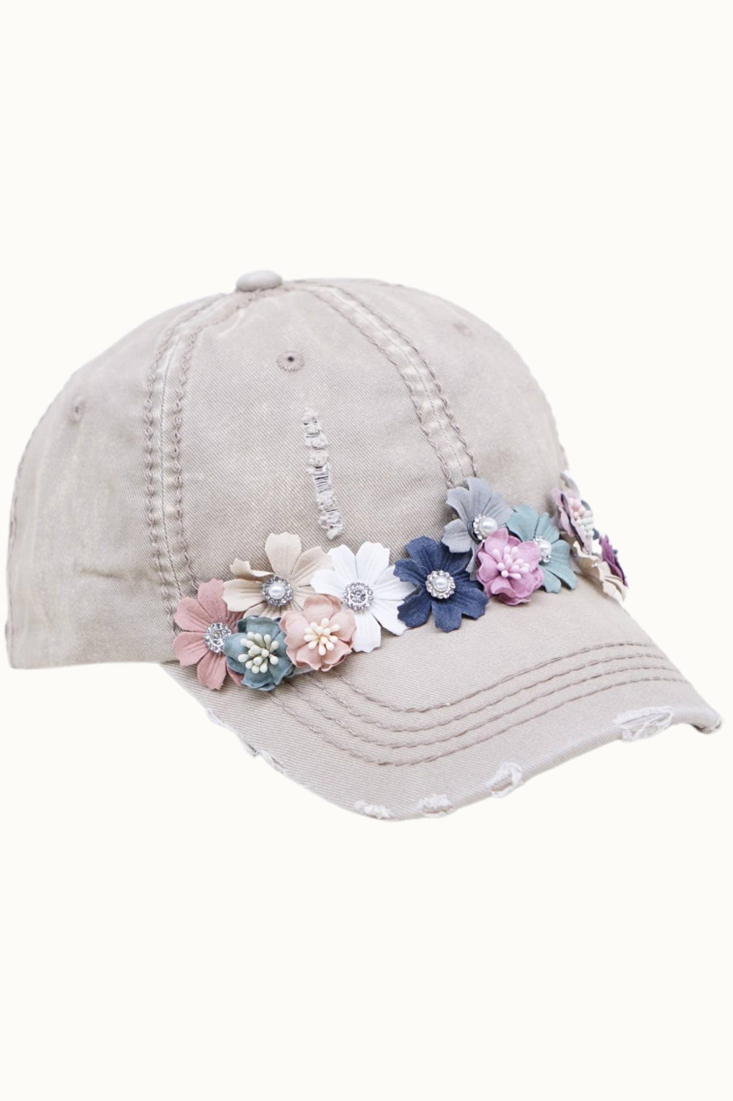 Floral Bouquet Bejeweled Bling Glitz Cap, Adjustable