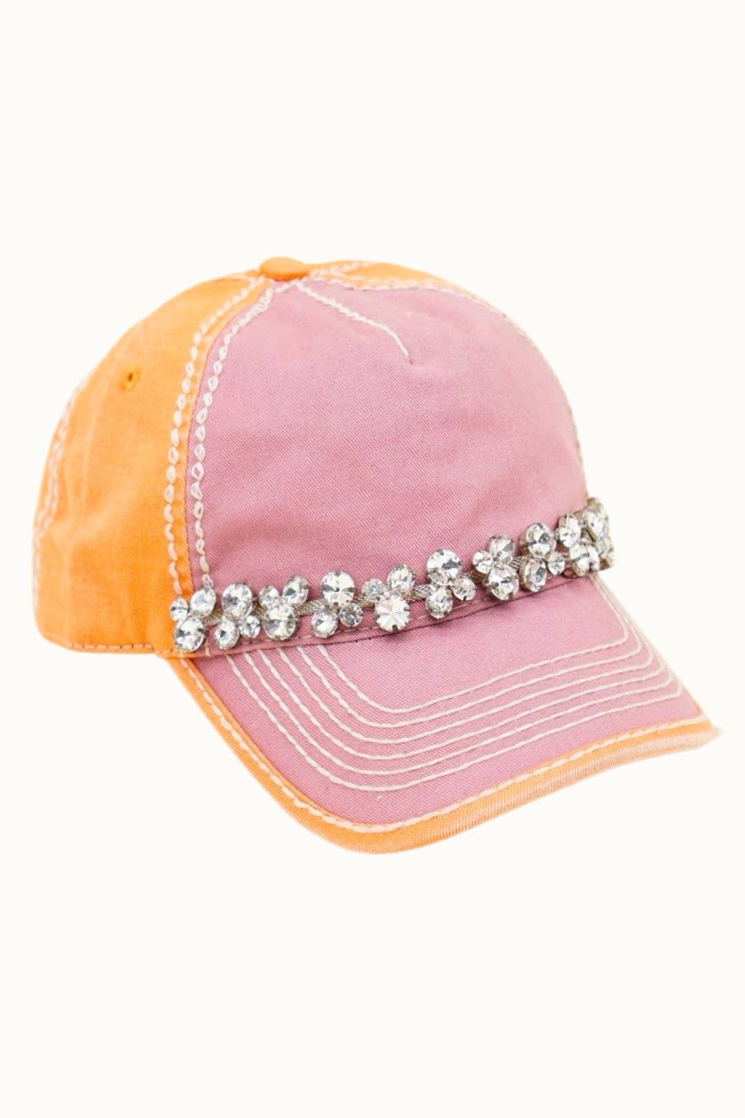 Bejeweled Bling Glitz Two-Toned Cap, Adjustable
