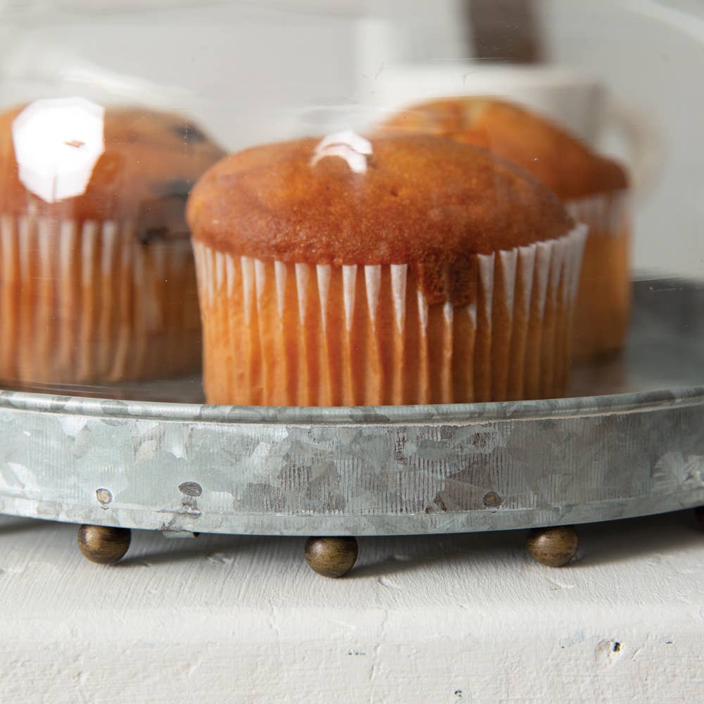 Glass Dessert Cloche with Beaded Base