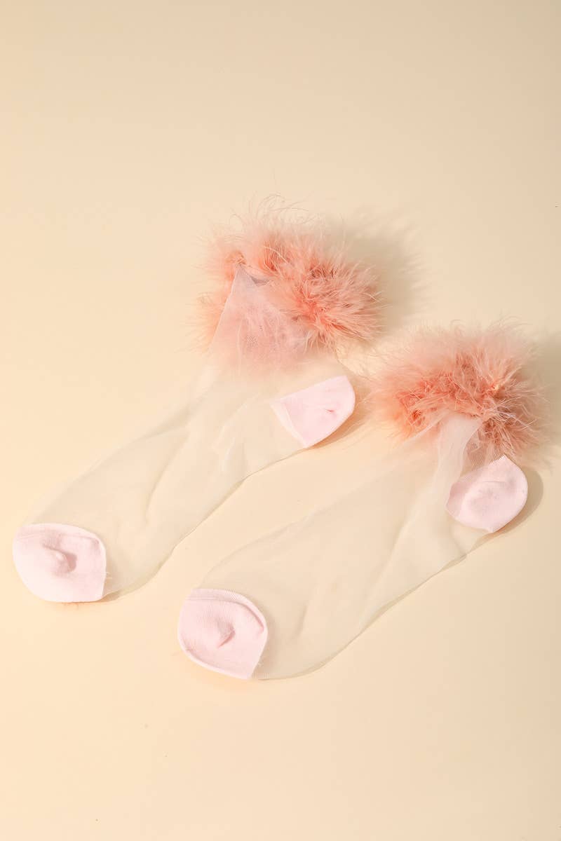 Sheer Pom Fashion Socks