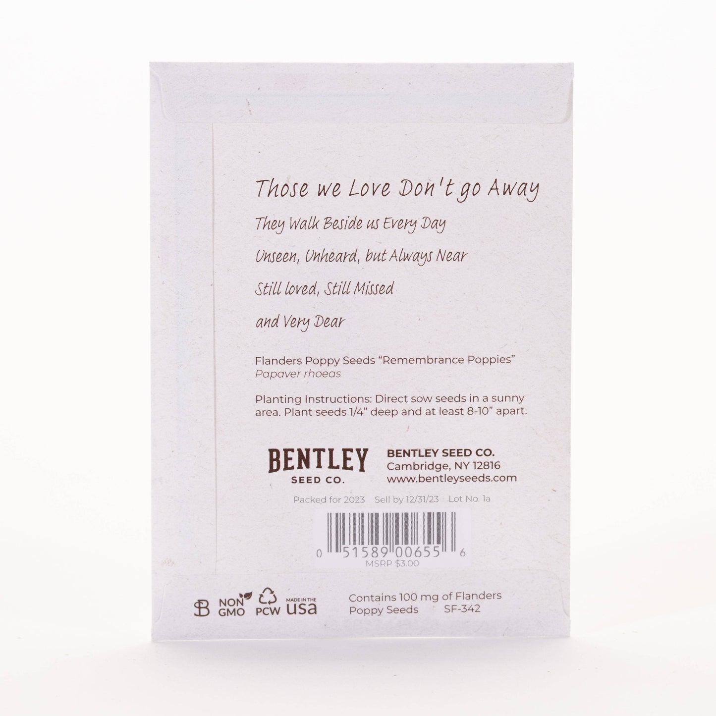 Memorial Cardinal - Flanders Poppy Seed Packets