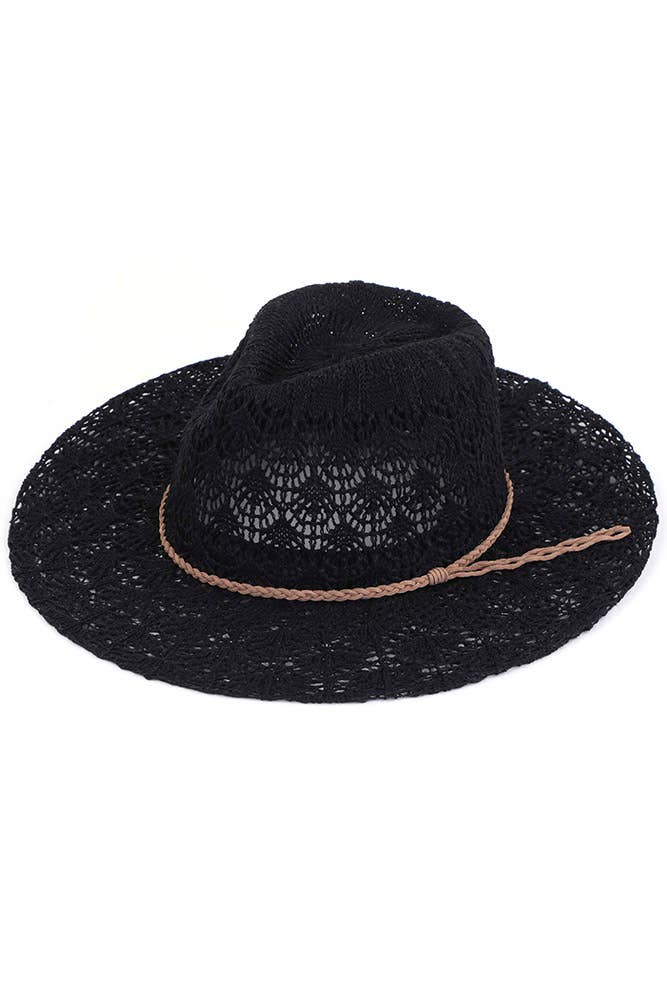 C.C Horseshoe Lace Knitting Panama Hat