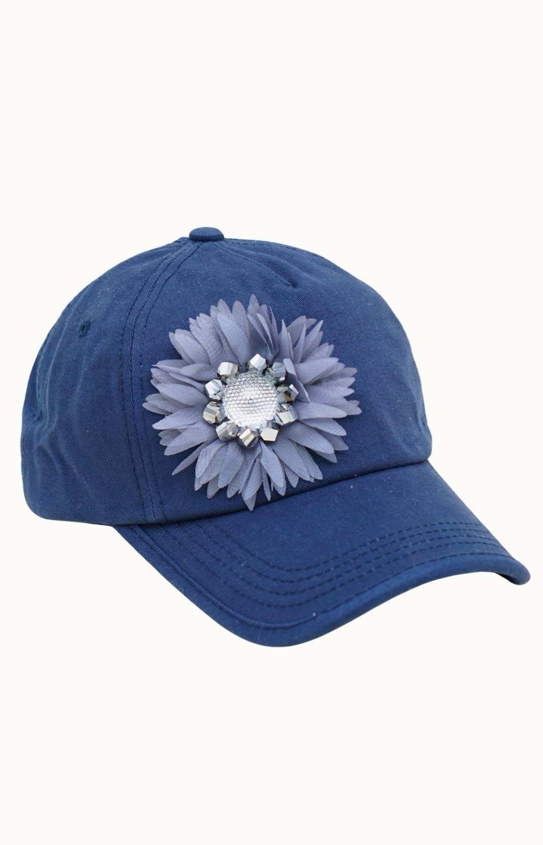 Floral Bejeweled Bling Glitz Cap, Adjustable
