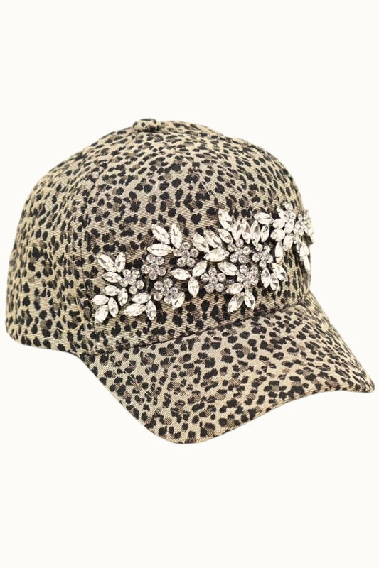 Bejeweled Bling Glitz Leopard Cap, Adjustable