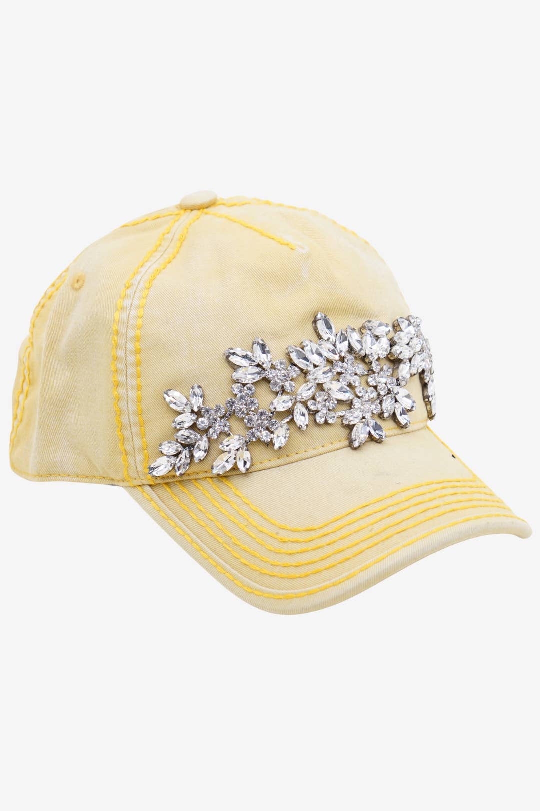 Floral Vine Bejeweled Glitz Ponytail Cap, Adjustable