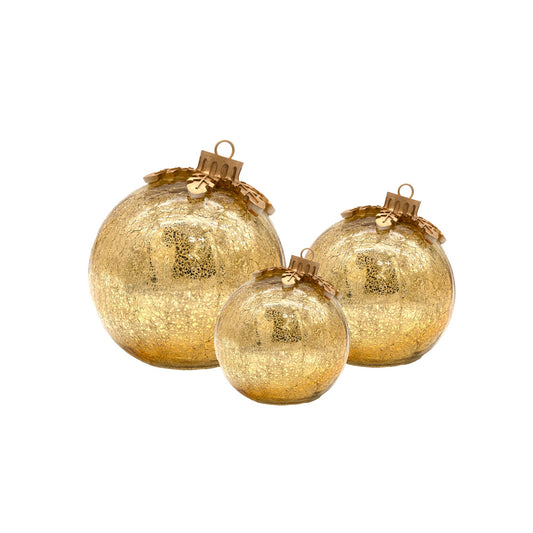 Battery-Operated Gold Glass Tabletop Christmas Ornaments - S