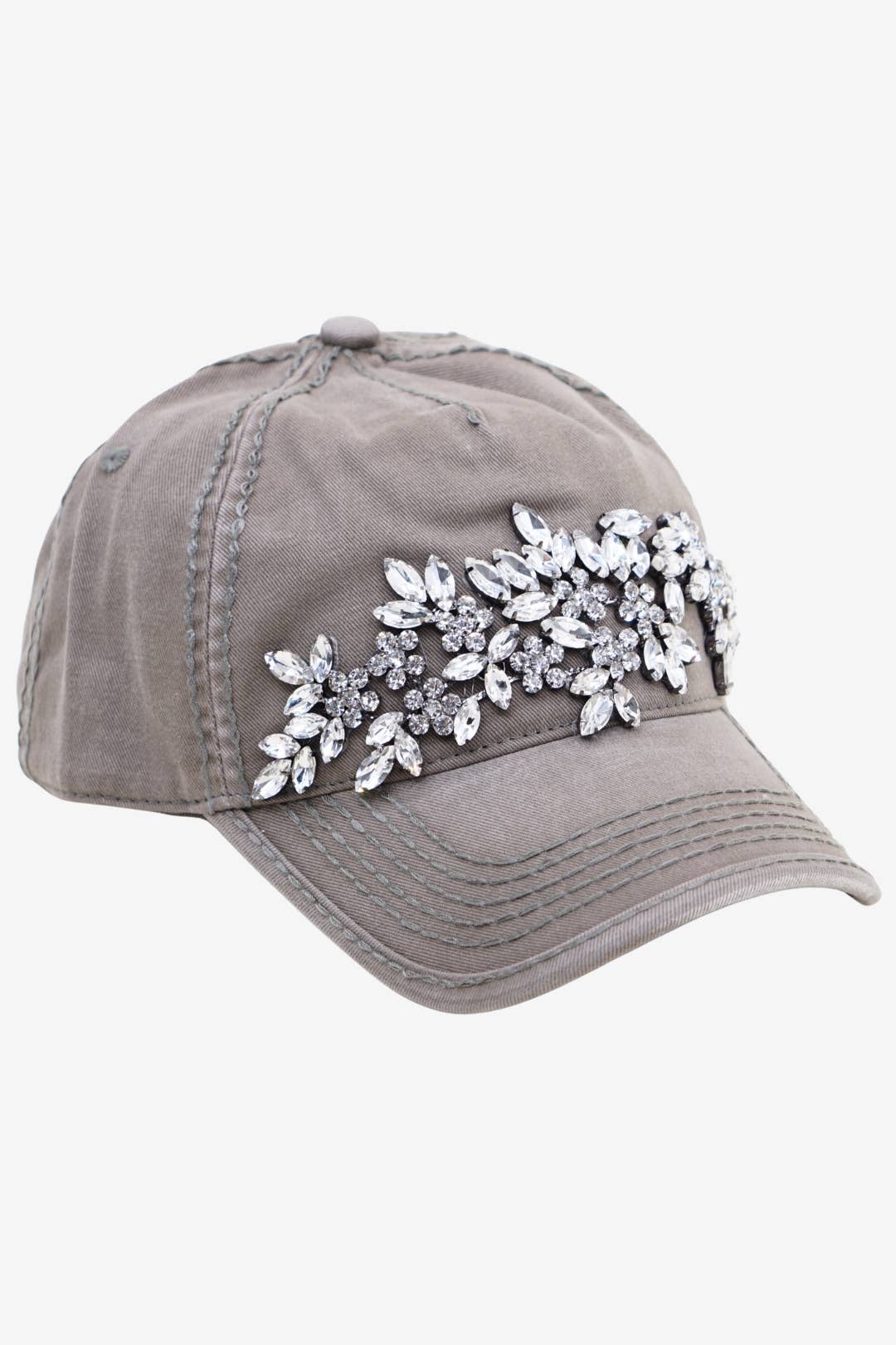 Floral Vine Bejeweled Glitz Ponytail Cap, Adjustable