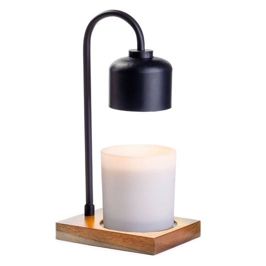 Arched Candle Warmer Lamp-Black & Wood