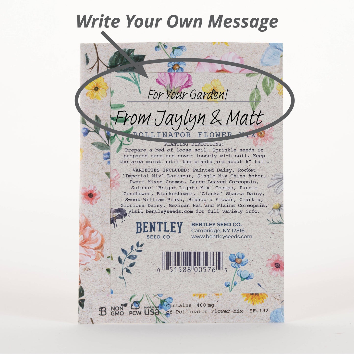 Help Pollinators Kraft Bee - Pollinator Wildflower Seed Packets