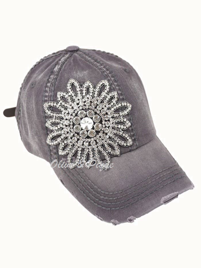 Sunflower Bejeweled Glitz Cap, Adjustable