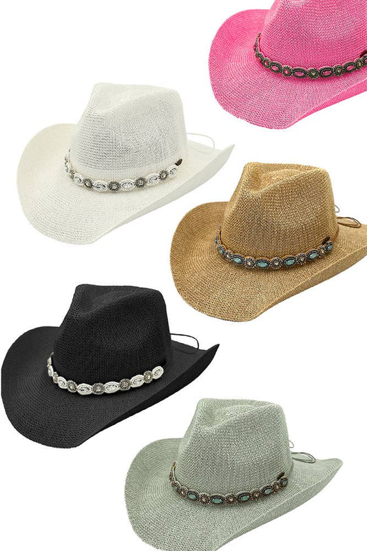 C.C Rhinestone Jewel Charm Trim Cowboy Hat