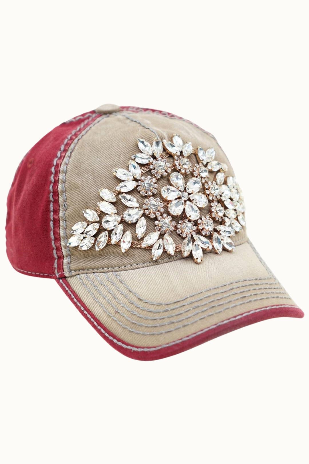 Diamond Bejeweled Bling Glitz Two-Toned Cap, Adjustable