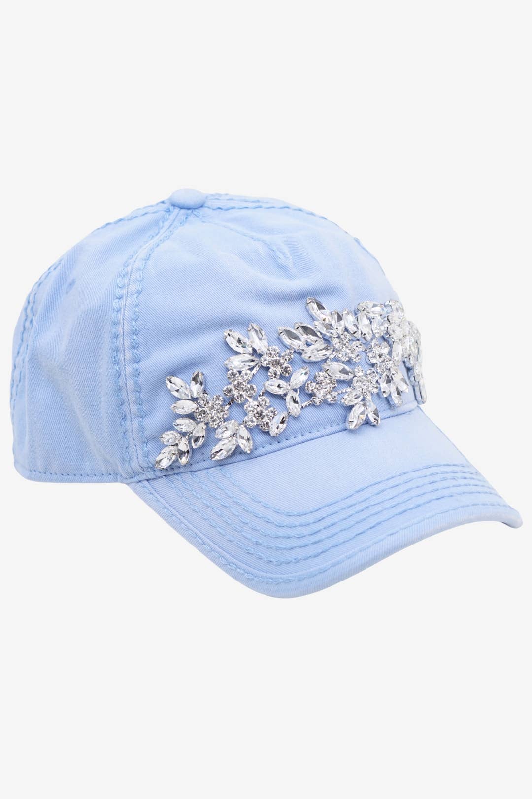 Floral Vine Bejeweled Glitz Ponytail Cap, Adjustable