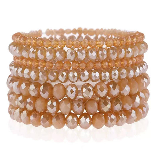 Light Coral Pink Color Stackable Bracelets for Women 7pcs
