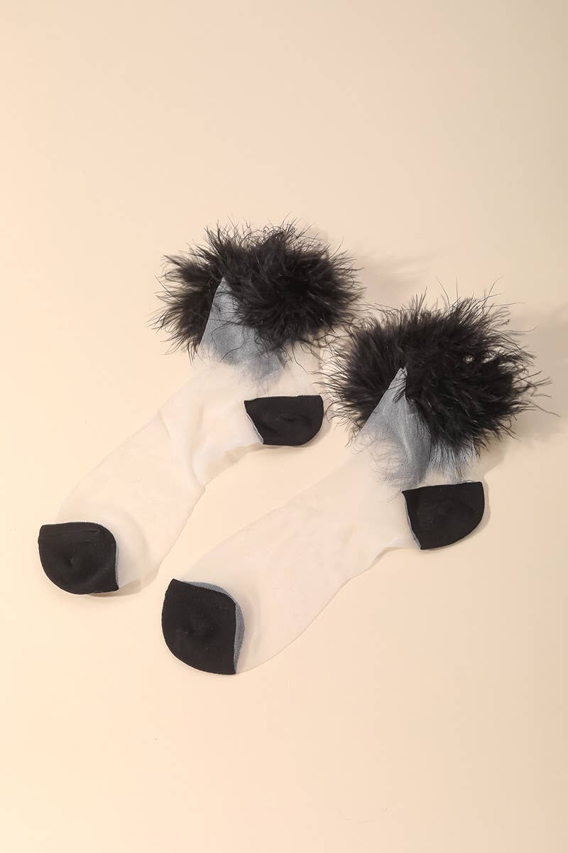 Sheer Pom Fashion Socks