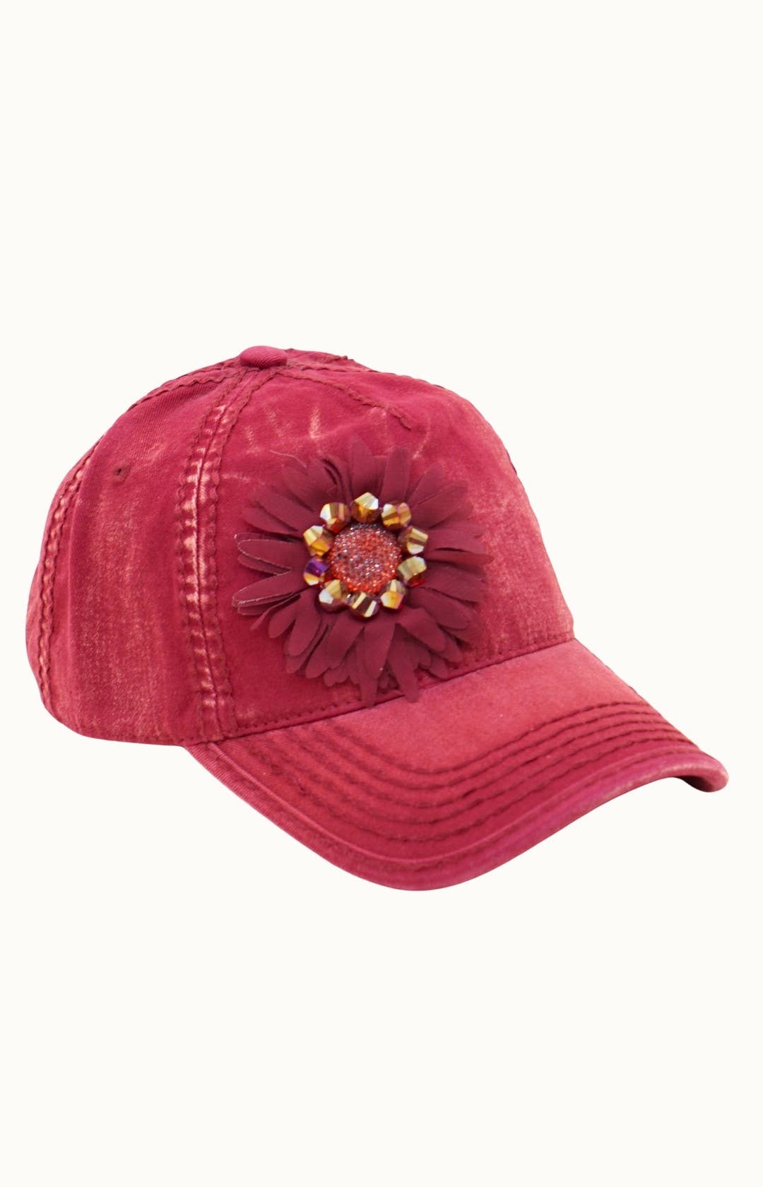 Floral Bejeweled Bling Glitz Cap, Adjustable