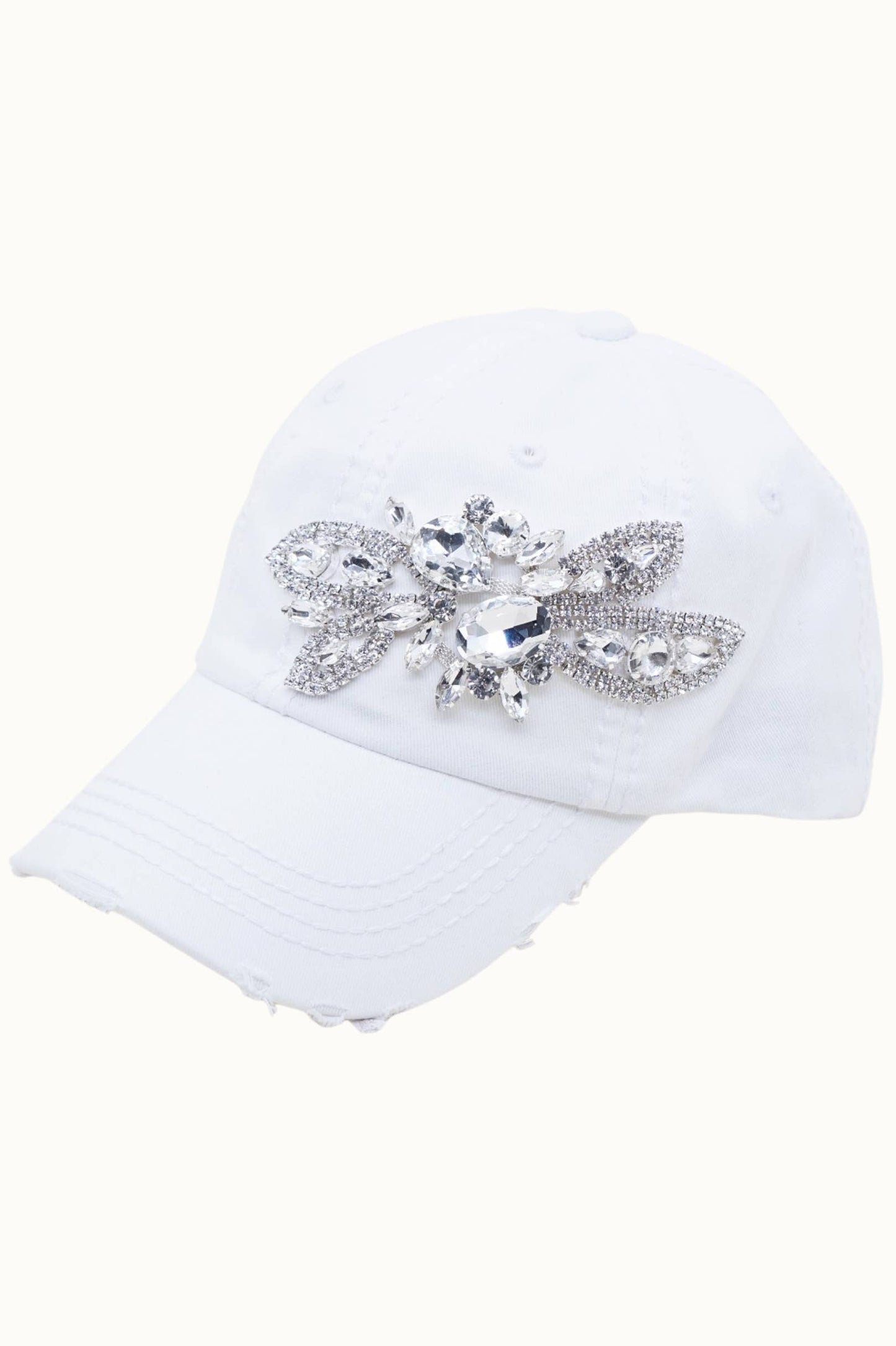 Floral Bejeweled Bling Glitz Cap, Adjustable