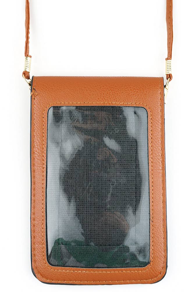 Solid Cellphone Crossbody With Clear Window