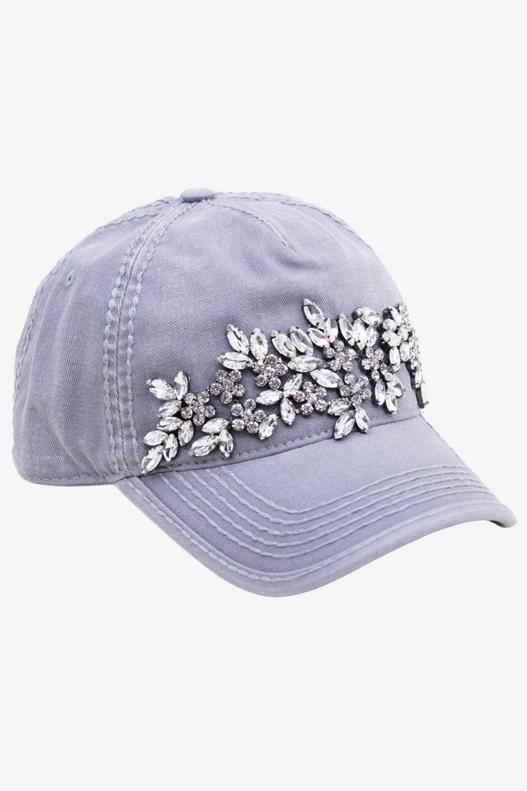 Floral Vine Bejeweled Glitz Ponytail Cap, Adjustable