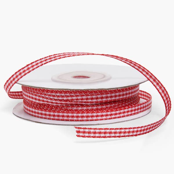 Gingham Print Fabric Ribbon