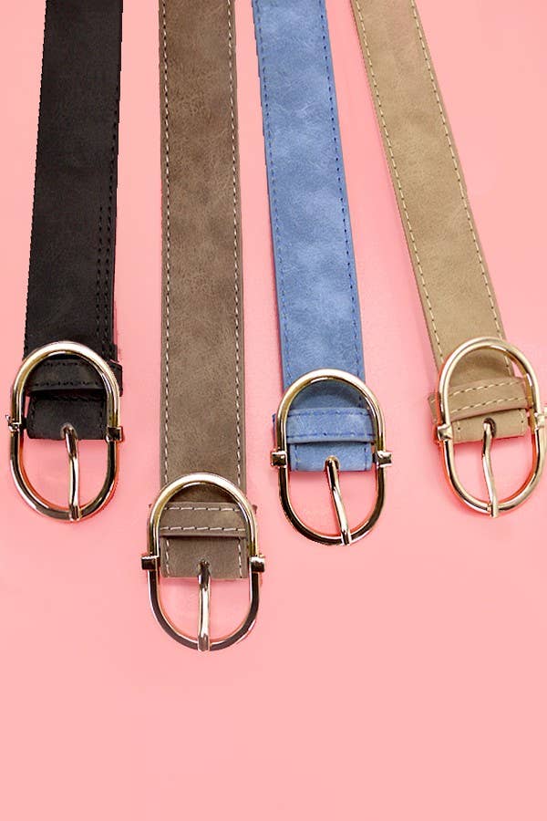 CLASSIC CHIC OVAL BUCKLE SUEDE BELT | 40BT634