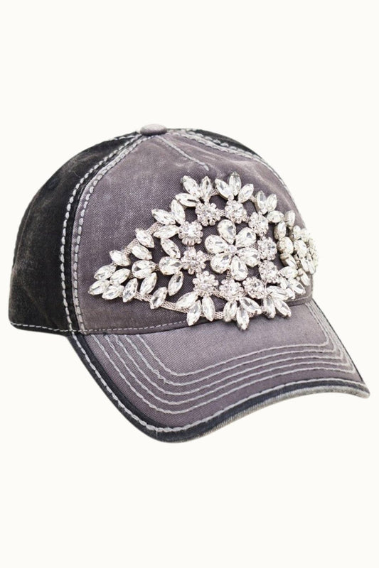 Diamond Bejeweled Bling Glitz Two-Toned Cap, Adjustable