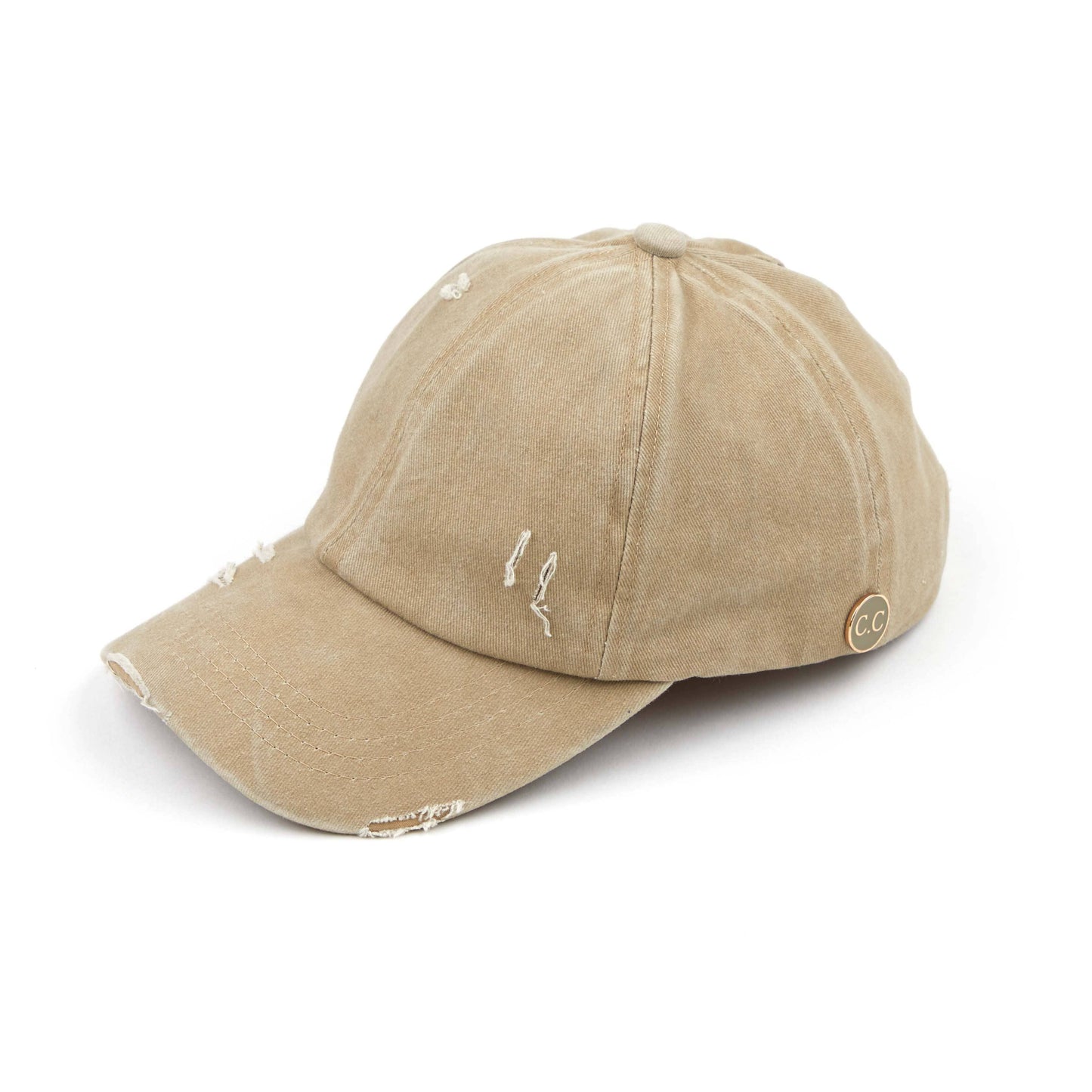 C.C Washed Denim Criss-Cross Pony Cap