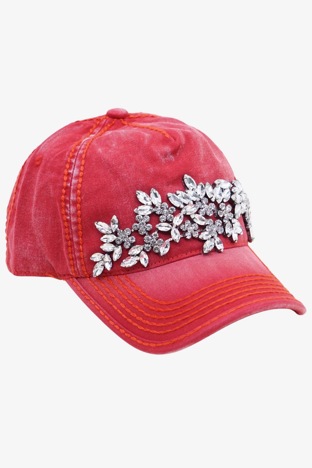 Floral Vine Bejeweled Glitz Ponytail Cap, Adjustable