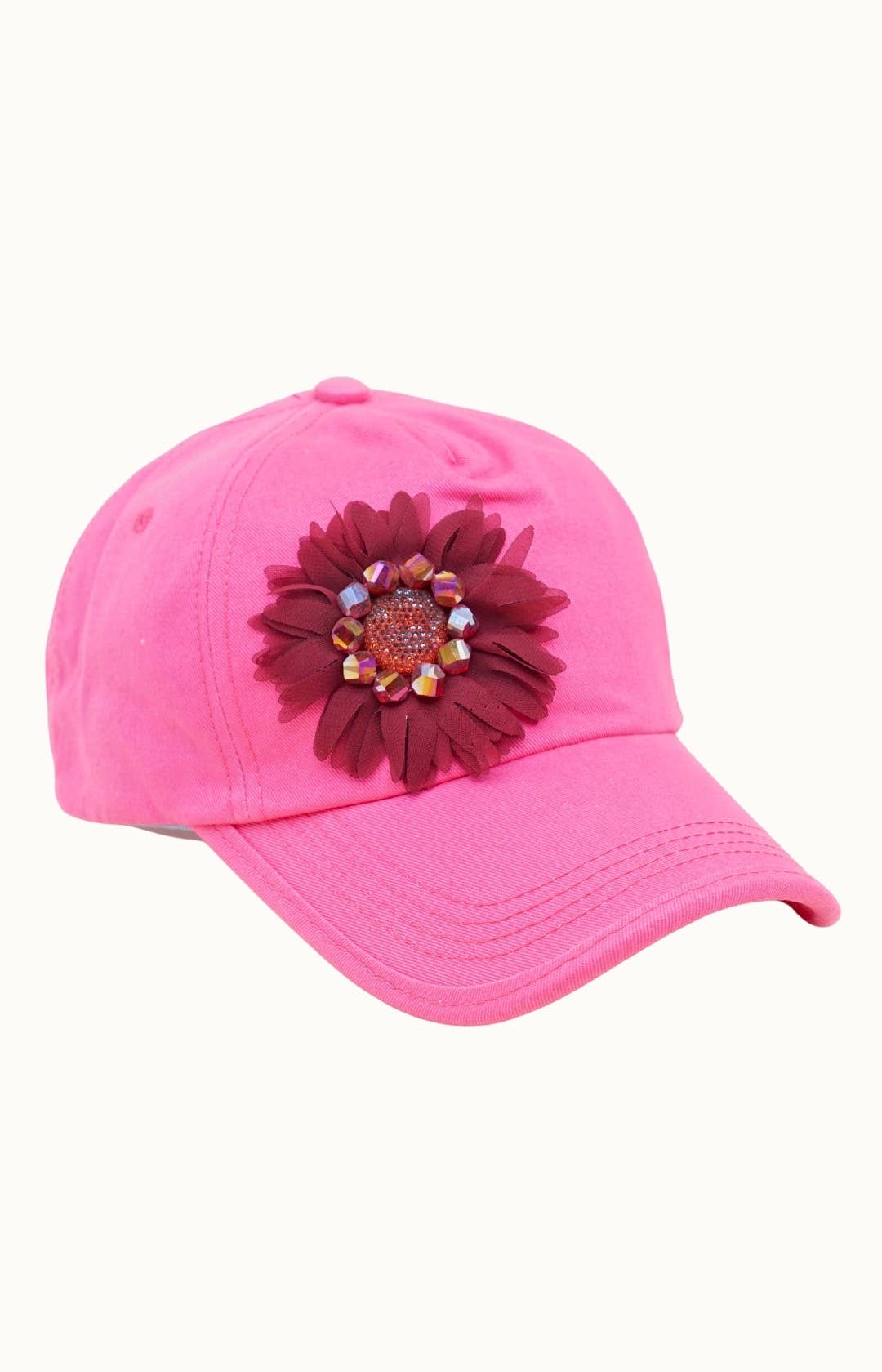 Floral Bejeweled Bling Glitz Cap, Adjustable